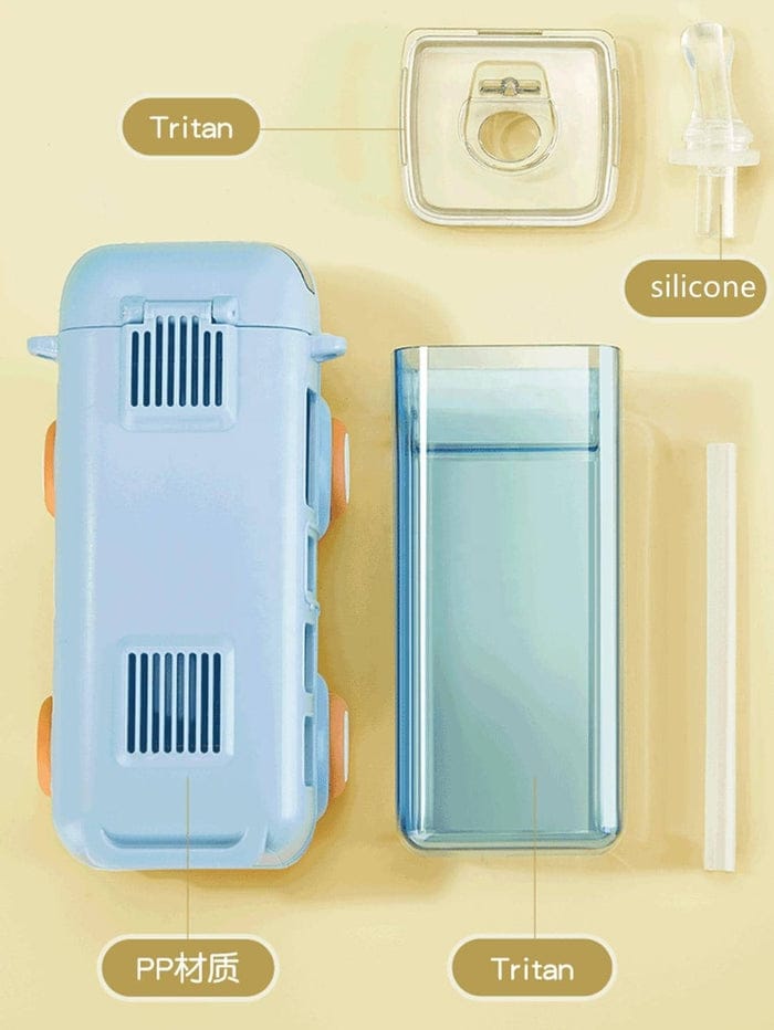 Kids Bus Shaped Straw Water Bottle with strap-SUBKUSH
