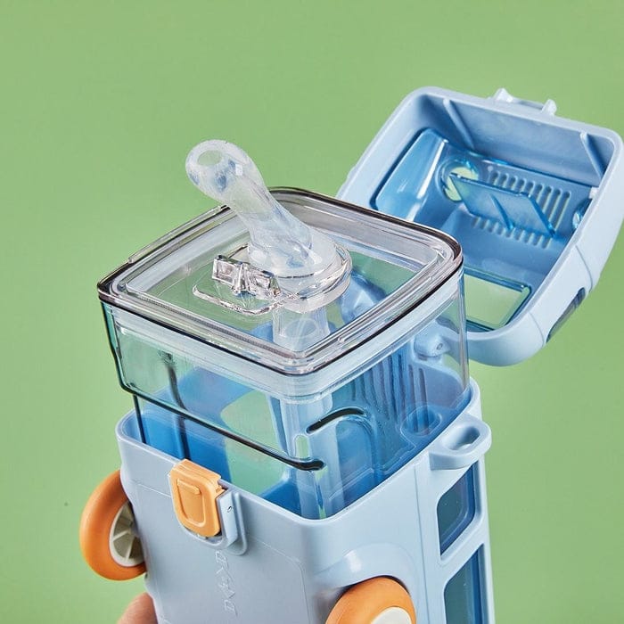 Kids Bus Shaped Straw Water Bottle with strap-SUBKUSH
