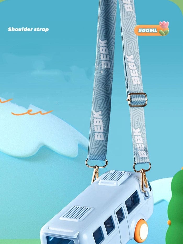 Kids Bus Shaped Straw Water Bottle  with  strap-SUBKUSH