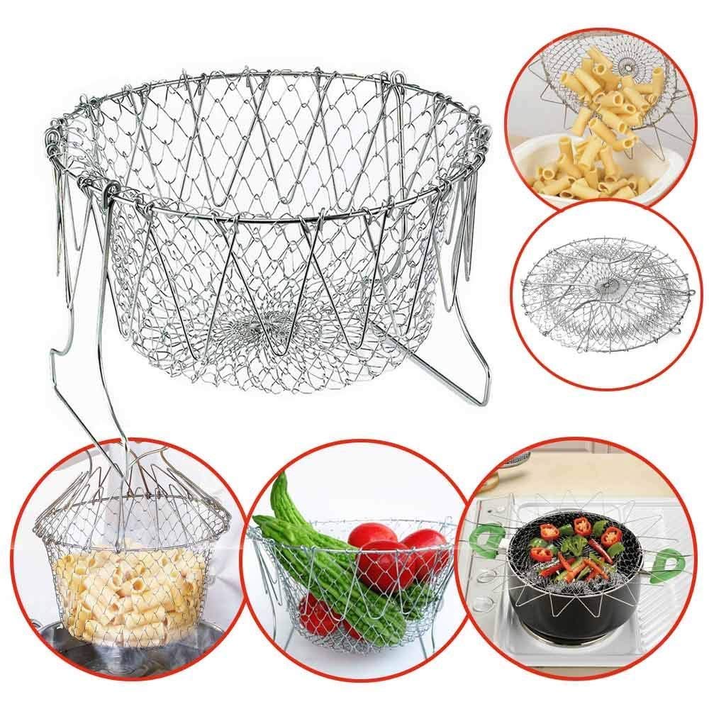 Stainless Steel Multifunctional Folding Frying  Basket(12 in 1 Kitchen Tool).