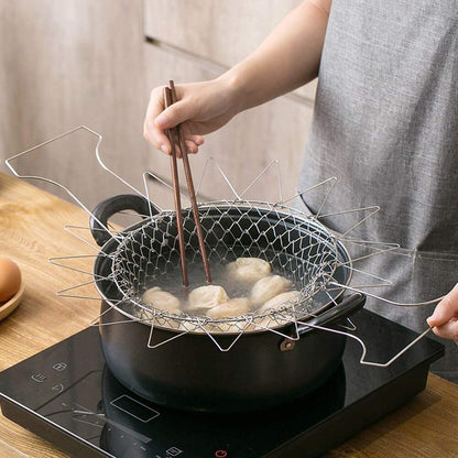 Stainless Steel Multifunctional Folding Frying  Basket(12 in 1 Kitchen Tool).